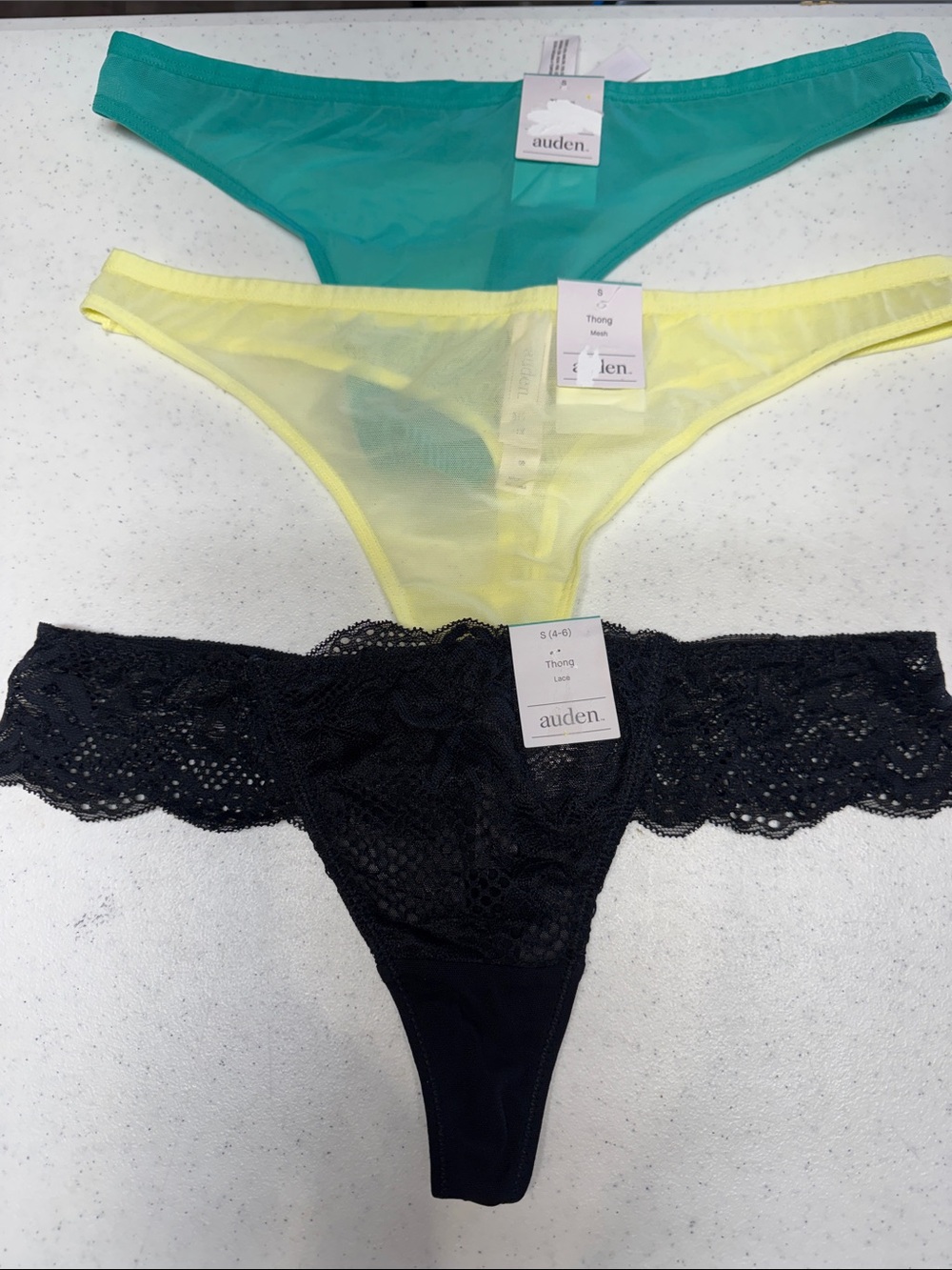 Small-Auden Three-Pack Thong Set — Teal, Yellow, Black‎